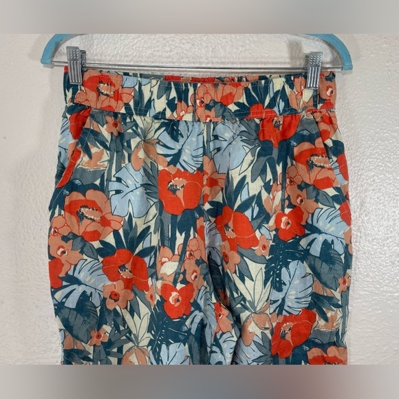 C&C California Linen Palm Leaf Tropical Printed Wide Leg Cropped Pants Women’s M - Picture 2 of 8